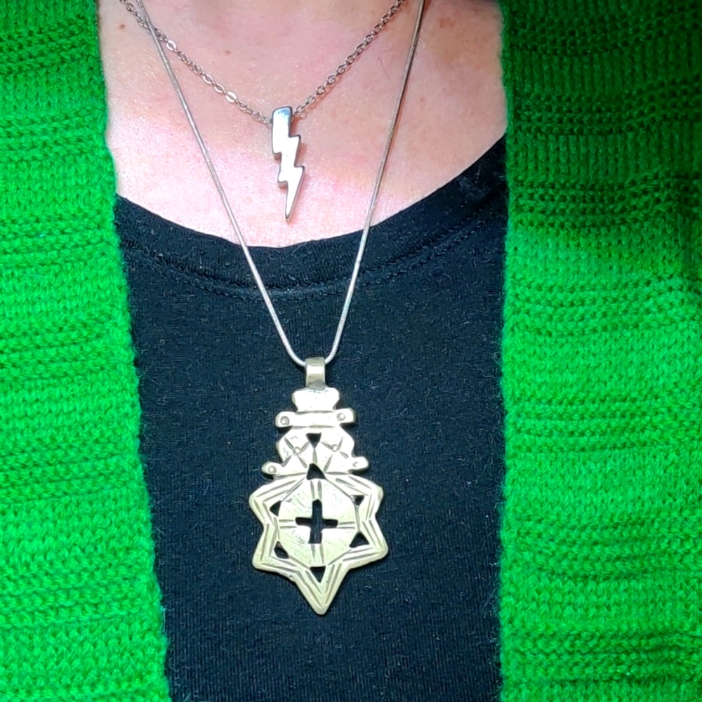 Exotic Pendant Silver Ethiopian Cross on Sterling Silver Chain 22"
